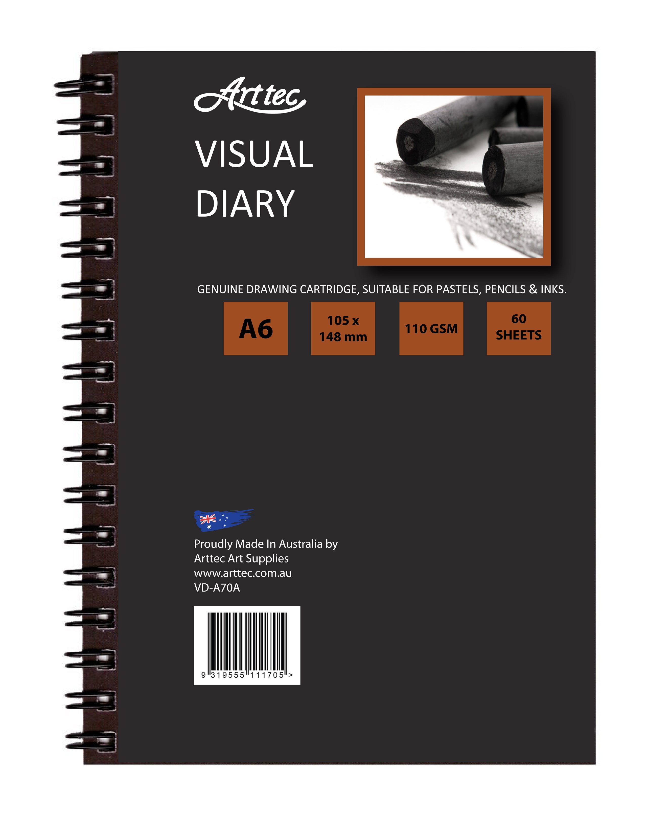 Arttec Spiral Bound Visual Diary A6 Arthouse Northside